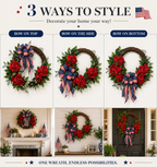 Lighted Artificial Patriotic Wreath