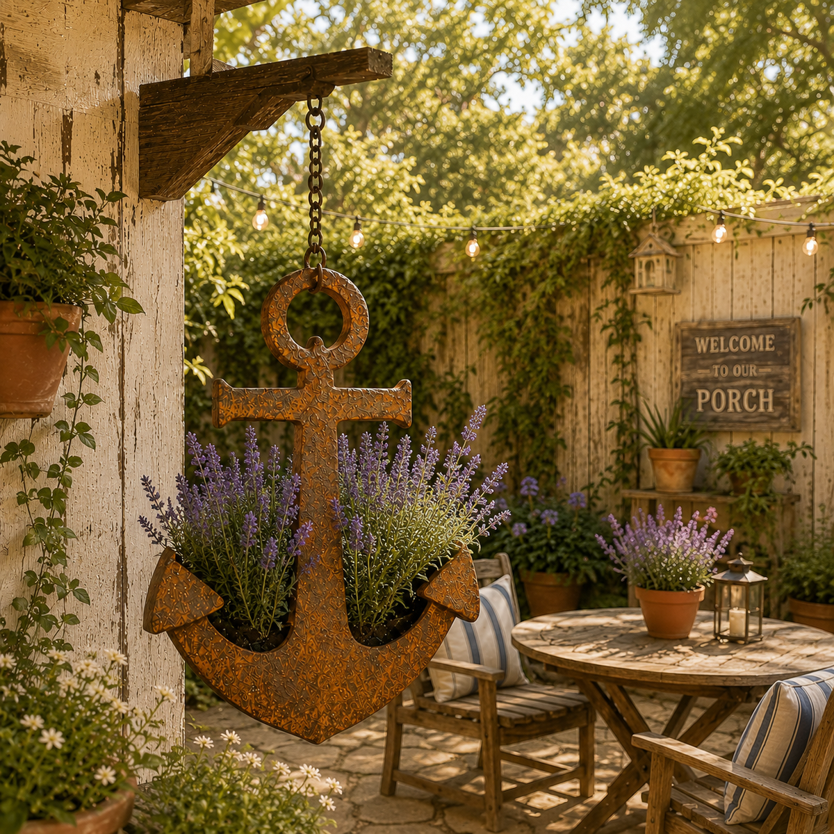 Rustic Anchor Hanging Planter