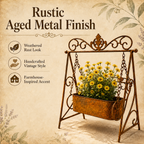 Rustic Metal Swing Chair Planter
