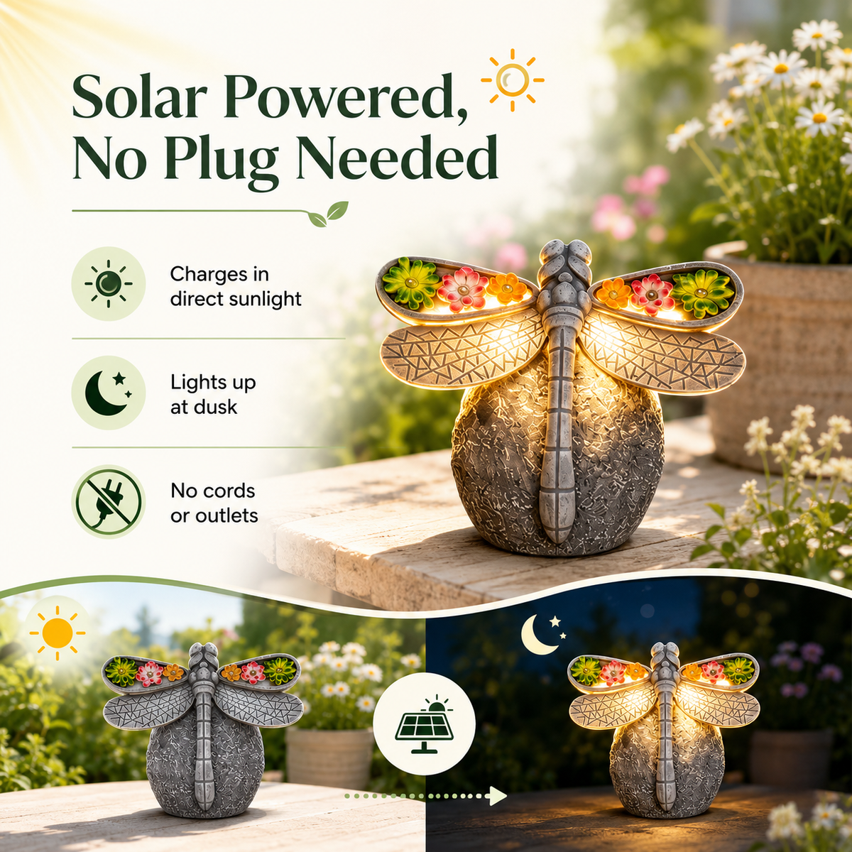 Solar Dragonfly Garden Light Decor