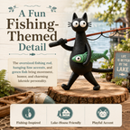 Whimsical Fishing Cat Figurine