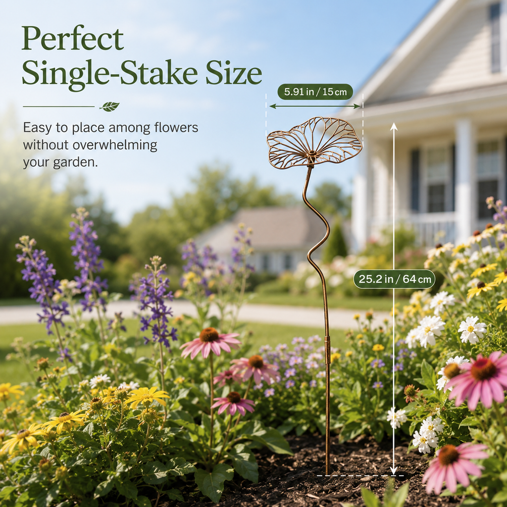 Rustic Metal Lotus Leaf Garden Stake