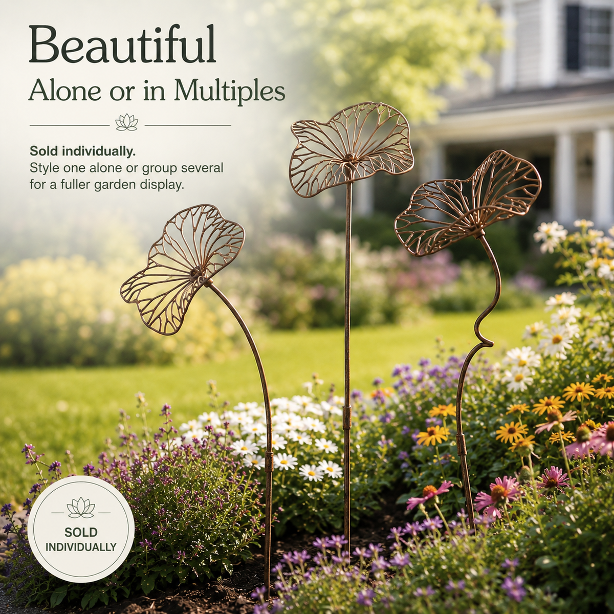 Rustic Metal Lotus Leaf Garden Stake