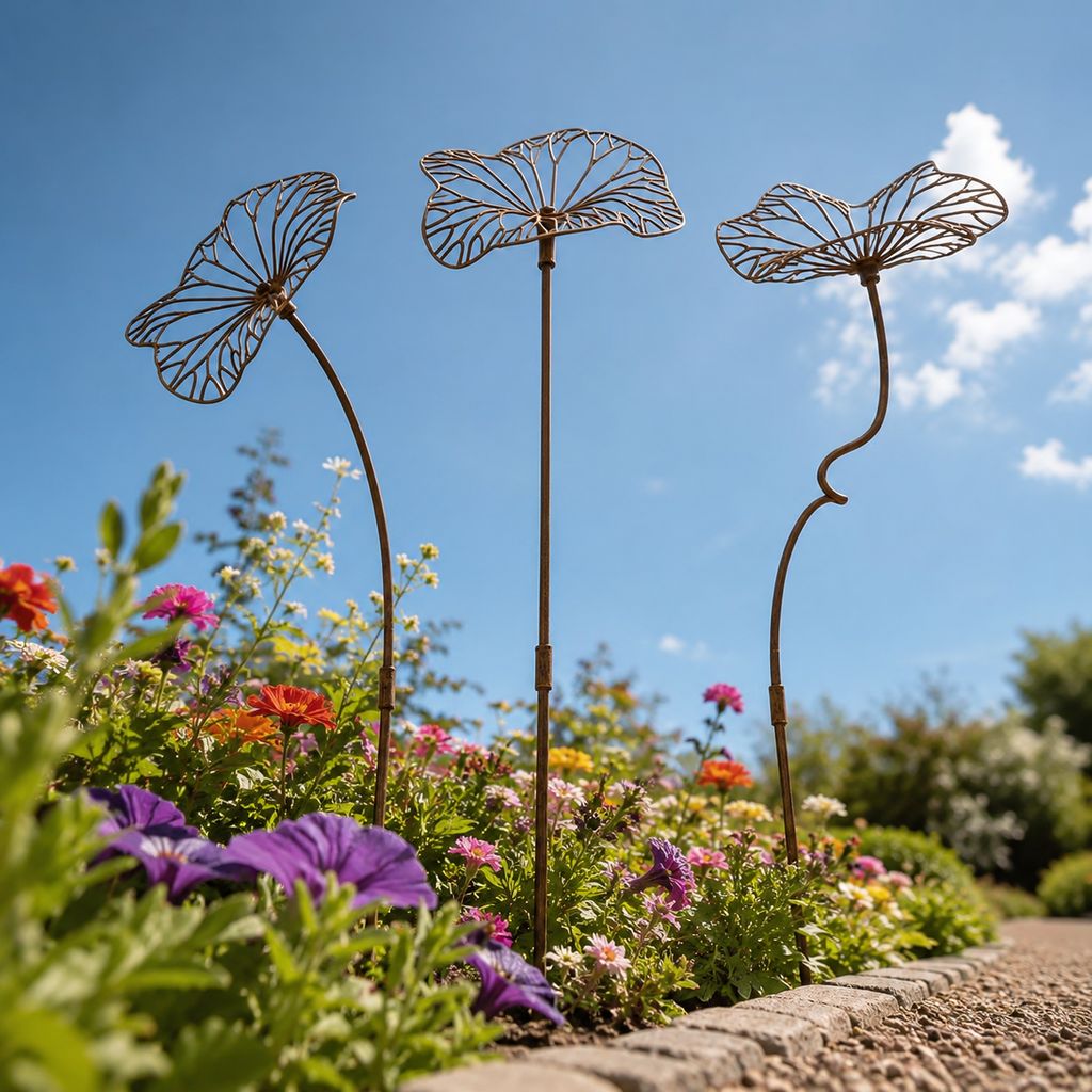 Rustic Metal Lotus Leaf Garden Stake