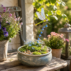 Iridescent Dragonfly Garden Stake with Bluebell Accents