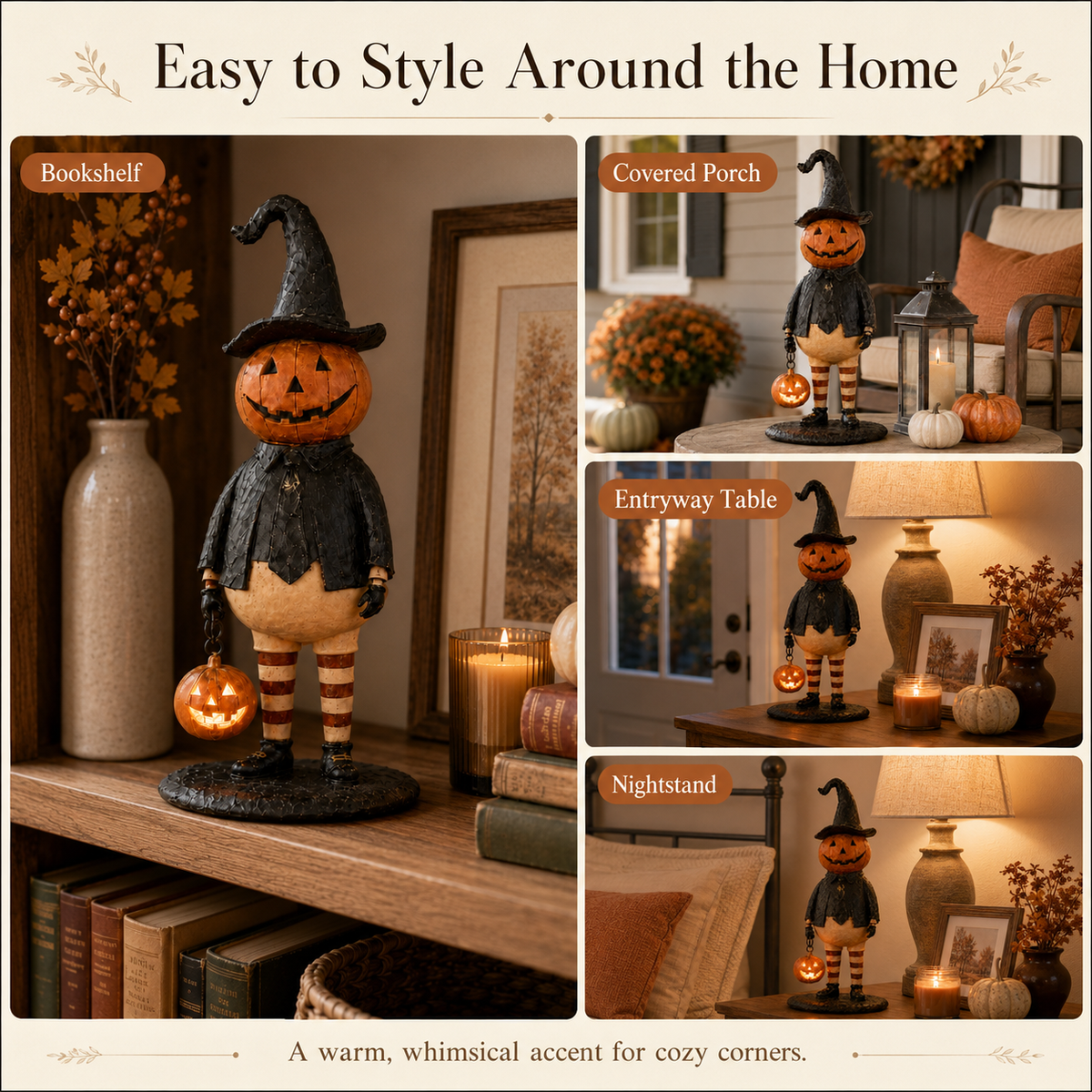 Pumpkin Witch Lantern Tabletop Decor