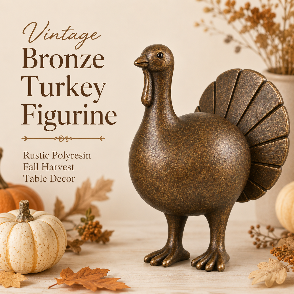 Vintage Bronze Turkey Figurine