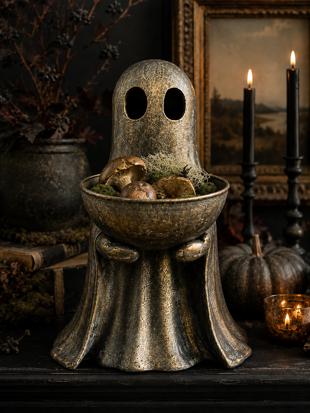 Antique Gold Standing Ghost With Removable Bowl