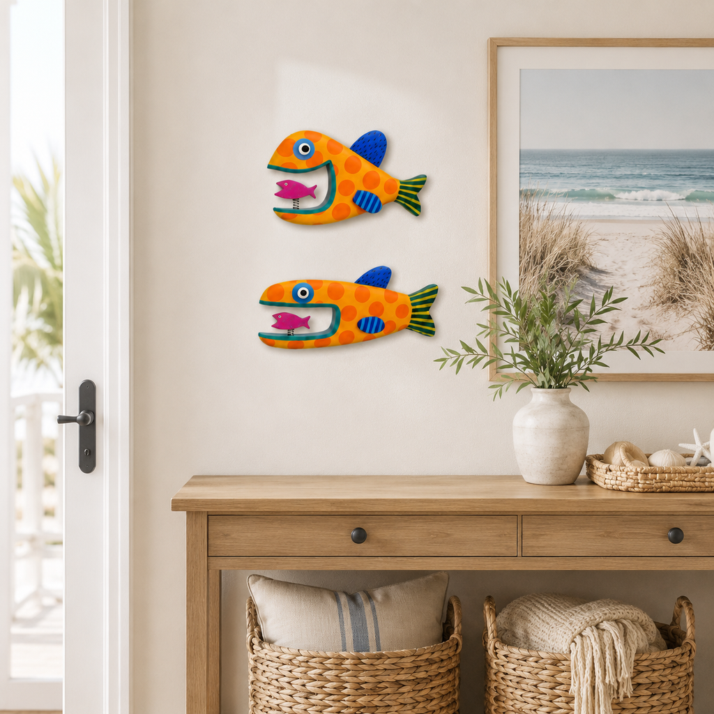 Whimsical Spring-Mouth Fish Wall Decor