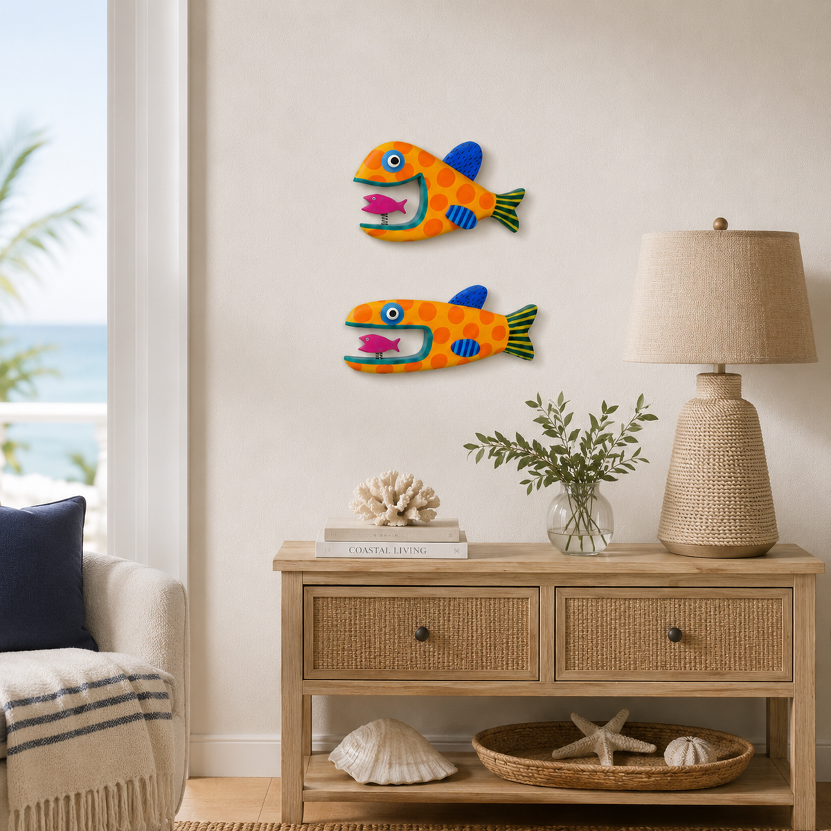 Whimsical Spring-Mouth Fish Wall Decor