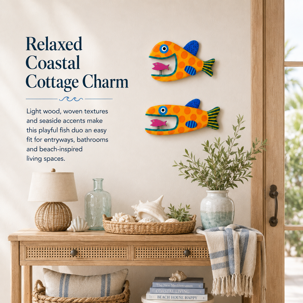 Whimsical Spring-Mouth Fish Wall Decor