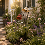Vintage Sculptural Wildflower Metal Garden Stake
