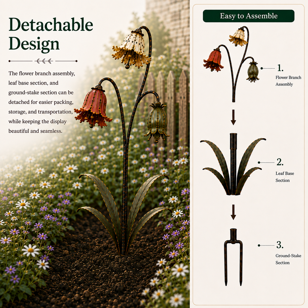 Vintage Sculptural Wildflower Metal Garden Stake