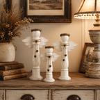 Vintage Wooden Angel Trio Figurines
