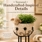 Cute Farmhouse Sheep Planter with Iron Stand