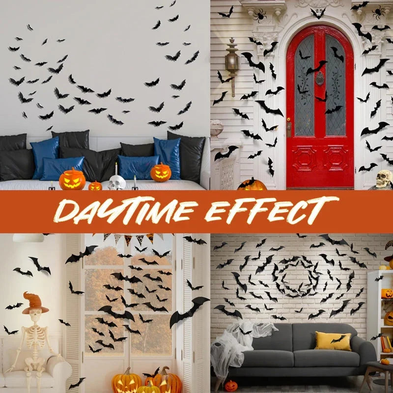 🔥 2026 3D LED Bat Wall Decorations – 12/24PCS Light-Up Halloween Decor for Walls, Windows & Parties