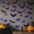 🔥 2026 3D LED Bat Wall Decorations – 12/24PCS Light-Up Halloween Decor for Walls, Windows & Parties
