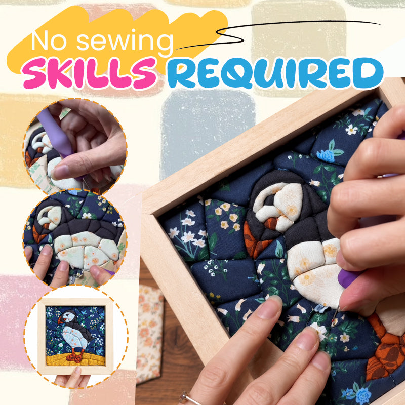 DIY Fabric Art Kit | No-Sew Fabric Mosaic Wall Art Craft with Frame & Tools