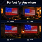 Solar American Flag Lights Outdoor American Flag Net Lights 6.5ft x 3.28ft Super Bright