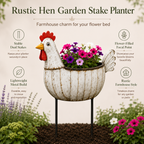 Rustic Hen Garden Stake Planter