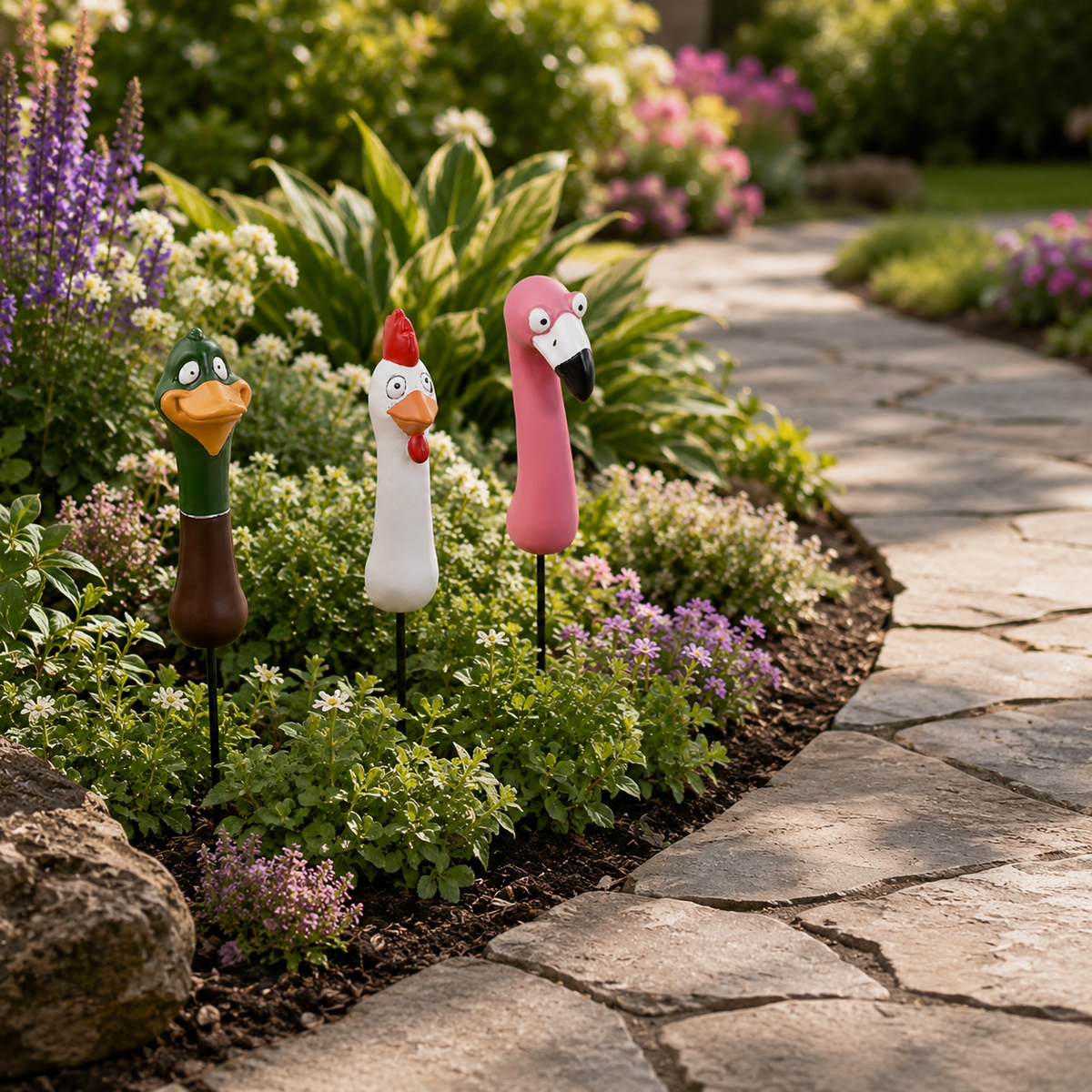 🌿 Funny Peeking Bird Garden Stakes – 3-Piece Whimsical Yard Decor