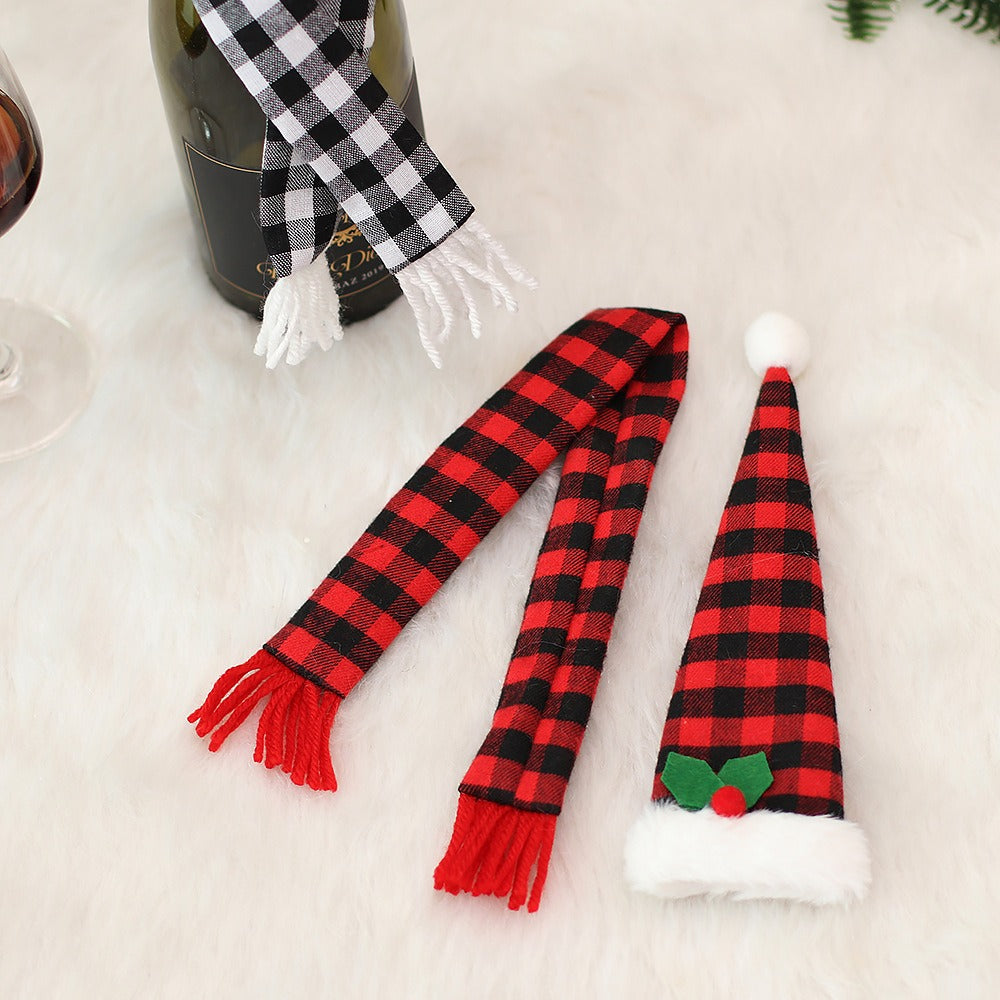 Red Wine Bottle Stopper Kitchen Christmas Decor Set