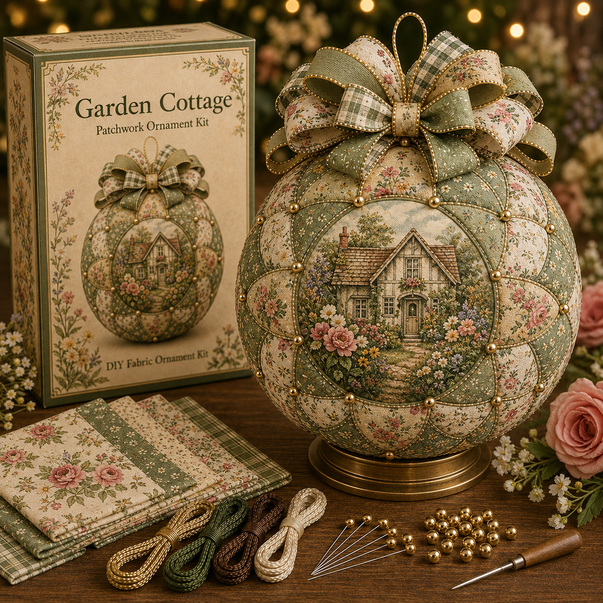 🌿 Garden & Birds Patchwork Ornament DIY Kit