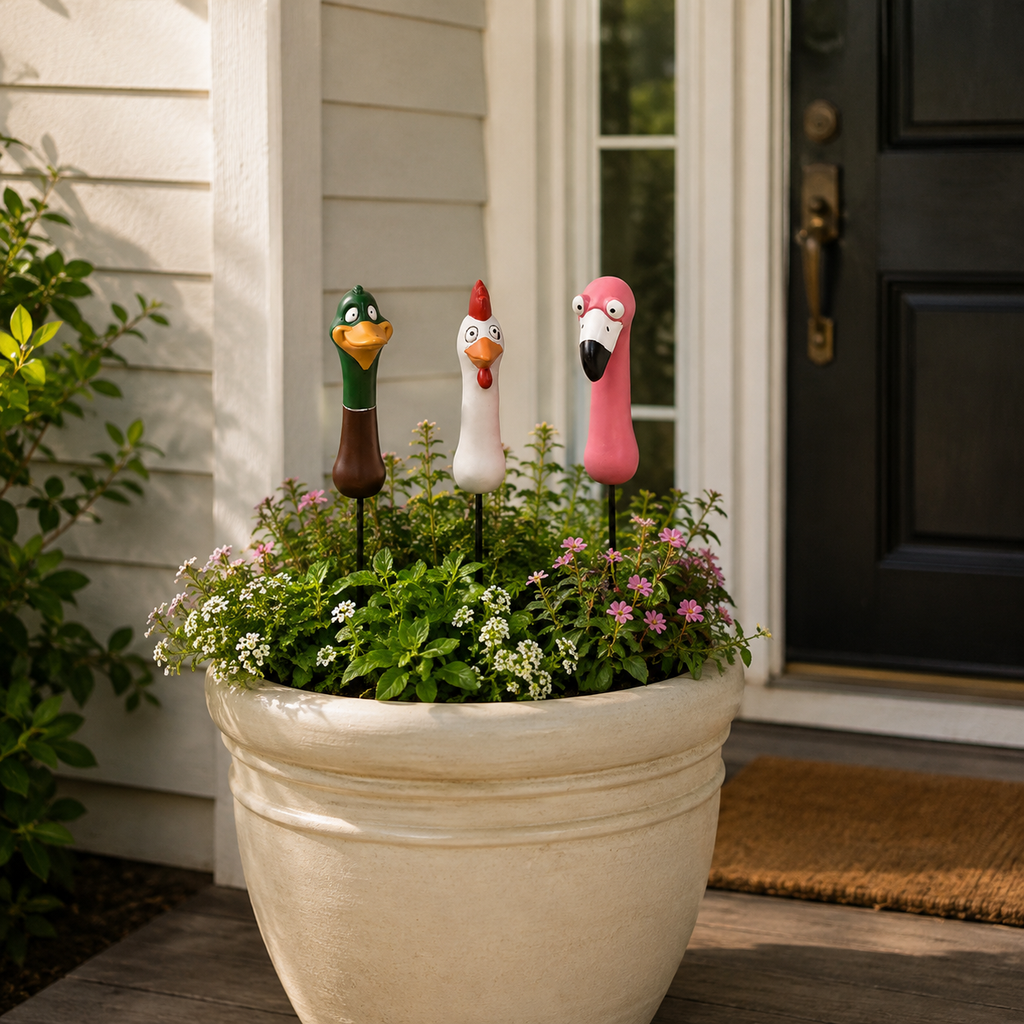 🌿 Funny Peeking Bird Garden Stakes – 3-Piece Whimsical Yard Decor