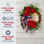 Lighted Artificial Patriotic Wreath