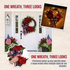 Lighted Artificial Patriotic Wreath