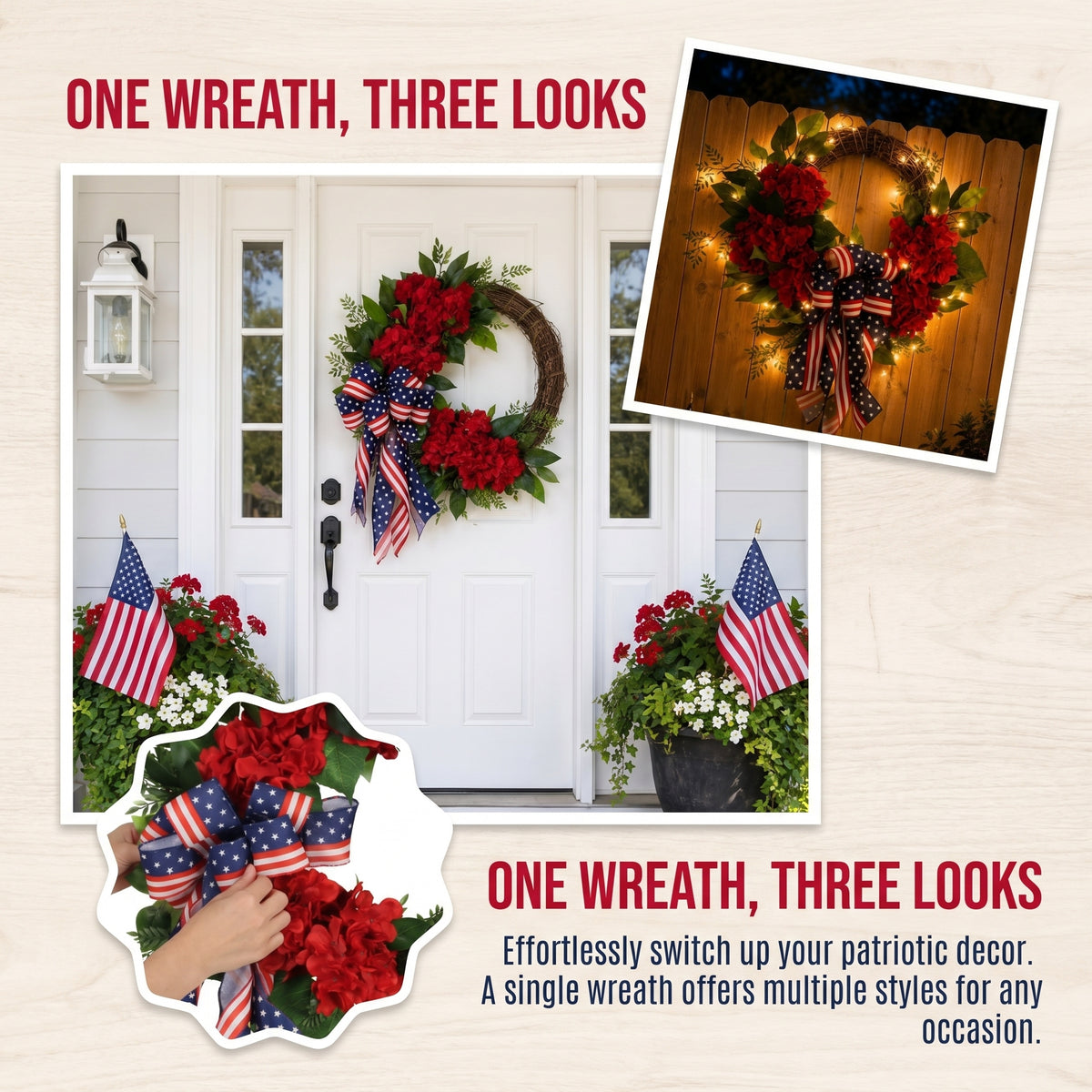 Lighted Artificial Patriotic Wreath