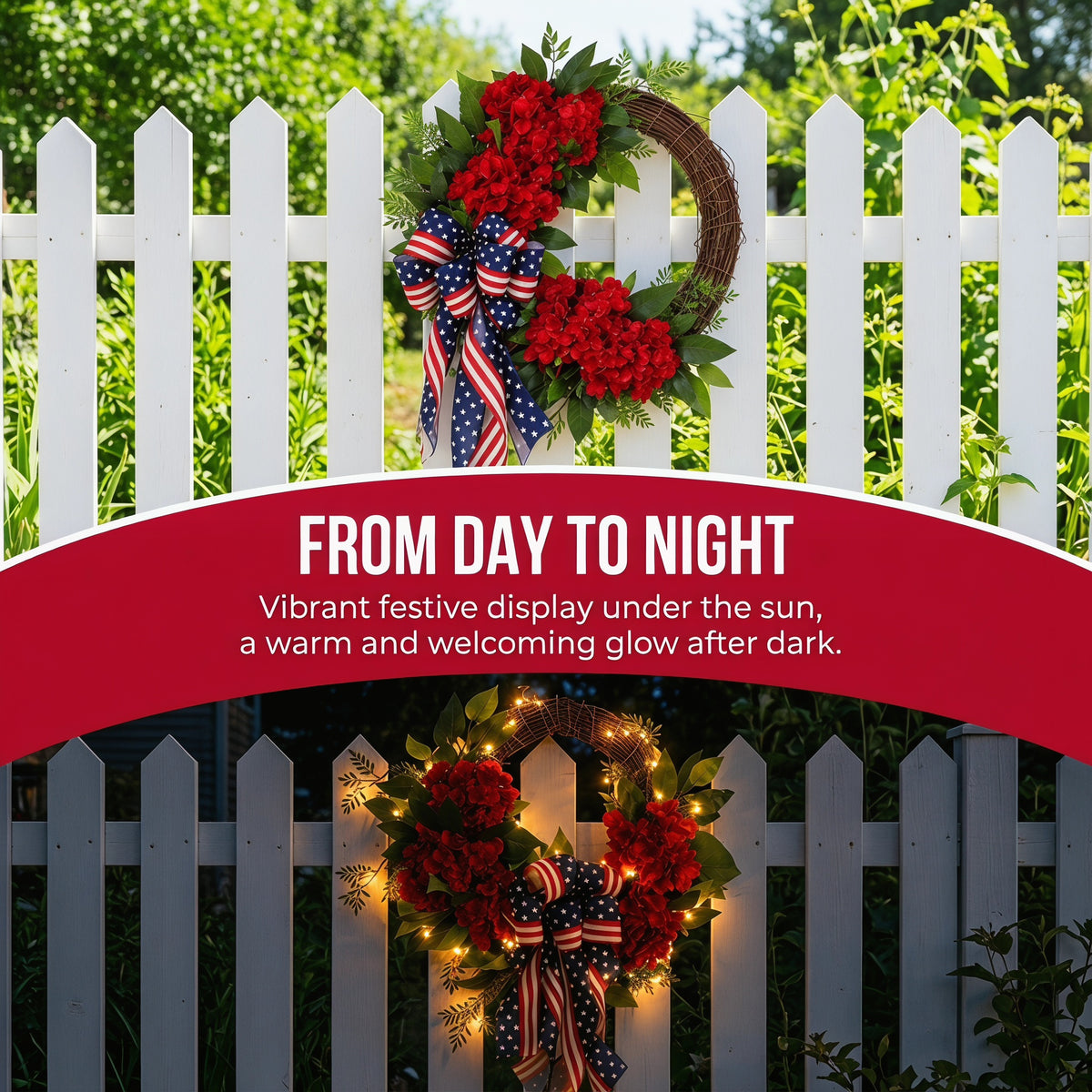 Lighted Artificial Patriotic Wreath
