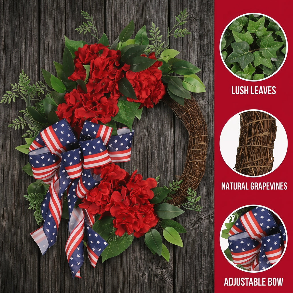 Lighted Artificial Patriotic Wreath