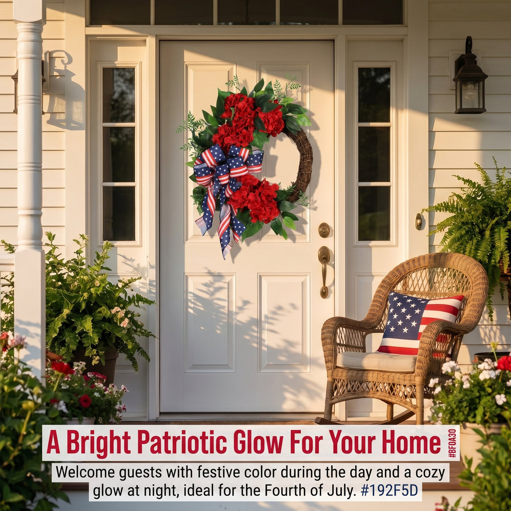 Lighted Artificial Patriotic Wreath