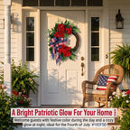 Lighted Artificial Patriotic Wreath